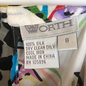 100% silk blouse, white with mult-colors